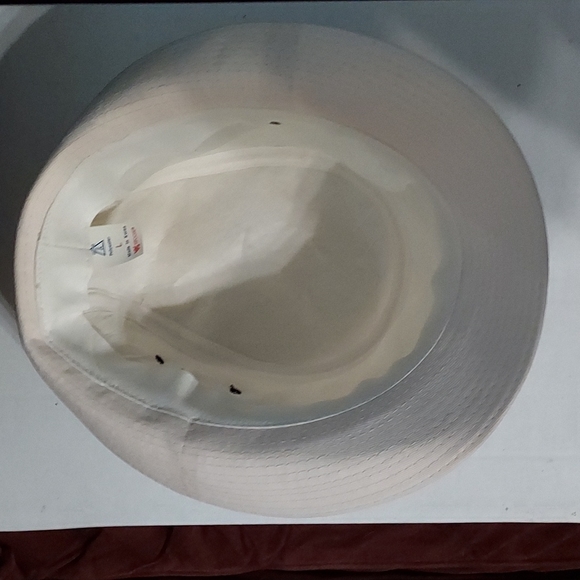 Fedora Hat Size Large Ivory with a Brown&Ivory Band w/brown cord.No Stains. - Picture 7 of 12